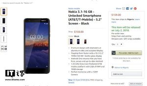 诺基亚3.1携安卓8.1归来预售   亚马逊售价159美元！